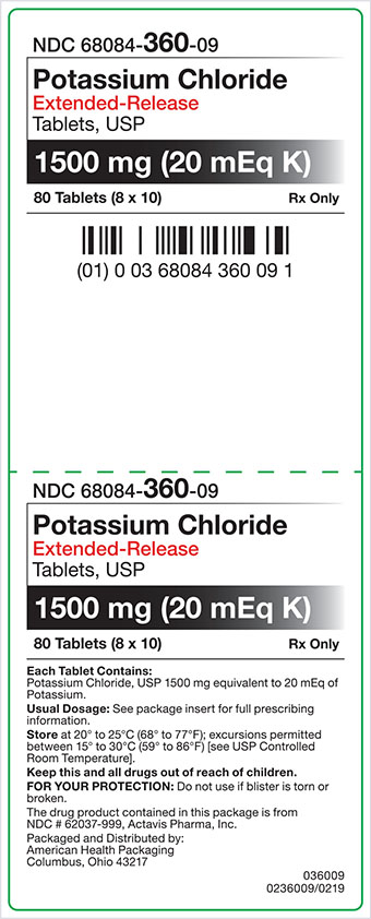 20 mEq Potassium Chloride ER Tablets Carton Label
