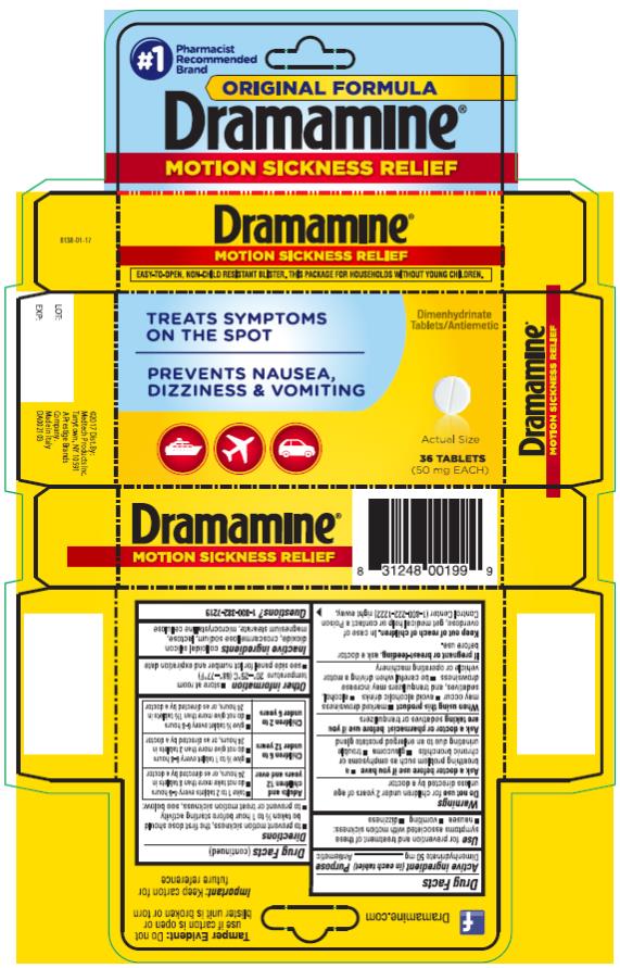 ORIGINAL FORMULA 
Dramamine®
Dimenhydrinate Tablets/Antiemetic
MOTION SICKNESS RELIEF 

36 Tablets (50 mg EACH)
