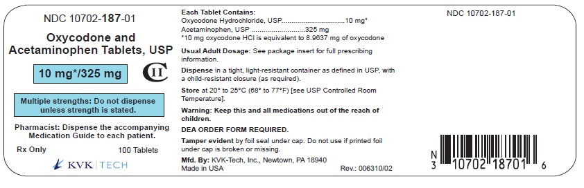 Container Label - 10 mg/325 mg; 100's Pack size