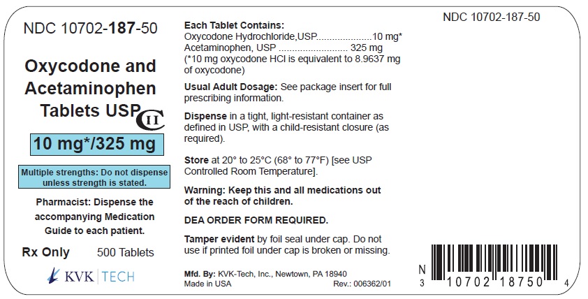Container Label - 10 mg/325 mg; 500's Pack size