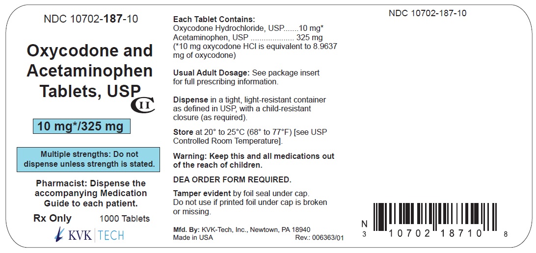 Container Label - 10 mg/325 mg; 1000's Pack size