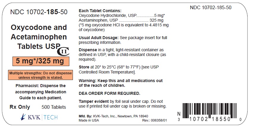 Container Label - 5 mg/325 mg; 500's Pack size