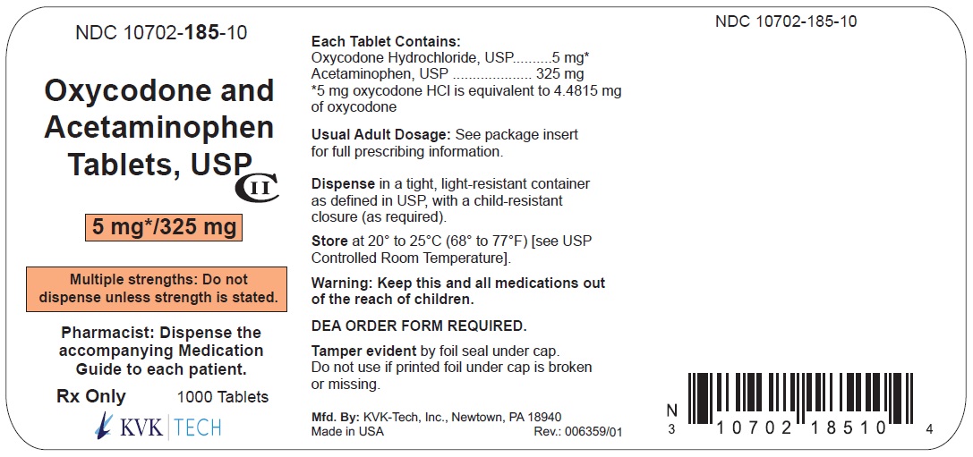 Container Label - 5 mg/325 mg; 1000's Pack size