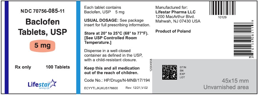 Baclofen Tablets USP 5 mg 100s Label