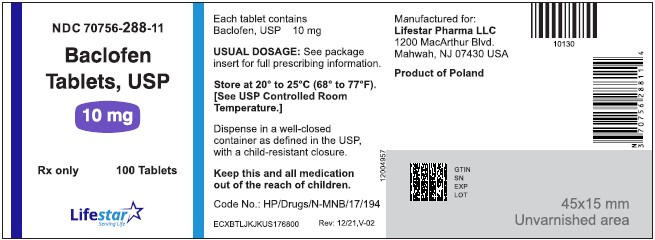 Baclofen Tablets USP 10 mg 100s Label