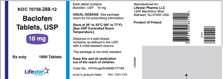 Baclofen Tablets USP 10 mg 1000s Label