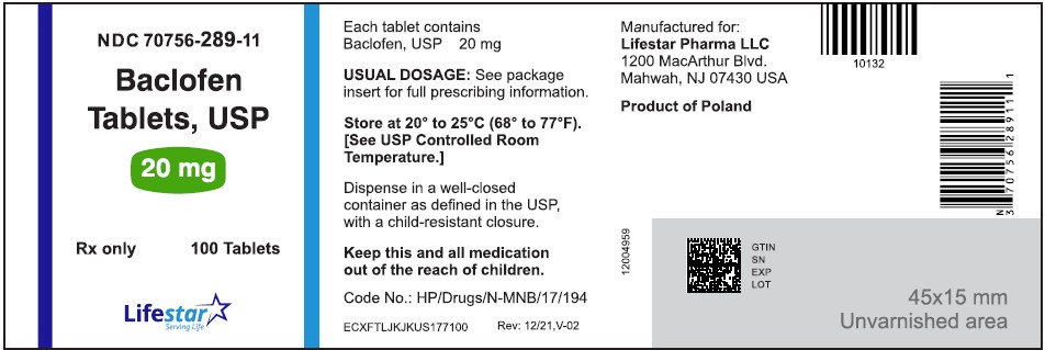 Baclofen Tablets USP 20 mg 100s Label