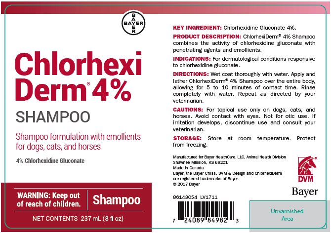 ChlorhexiDerm 4% (4% Chlorhexidine Gluconate) Shampoo 237 mL label