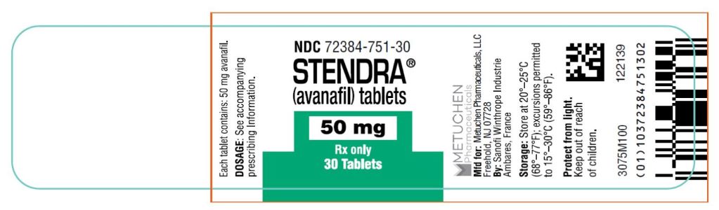 PRINCIPAL DISPLAY PANEL
NDC: <a href=/NDC/76299-320-85>76299-320-85</a>
STENDRA
(avanafil) tablets
50 mg
Rx Only
30 Tablets
