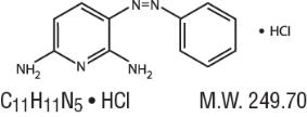 The structural formula of Phenazopyridine Hydrochloride.