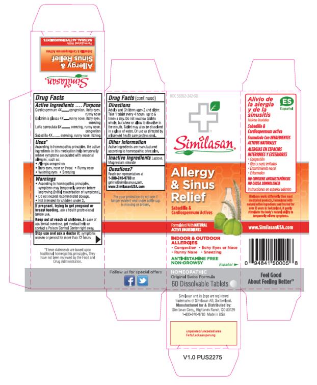 PRINCIPAL DISPLAY PANEL
NDC: <a href=/NDC/59262-242-30>59262-242-30</a>
Similasan
Allergy
& Sinus
Relief
60 Dissolvable Tablets
