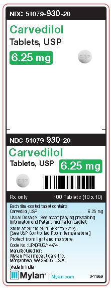 Carvedilol 6.25 mg Tablets Unit Carton Label