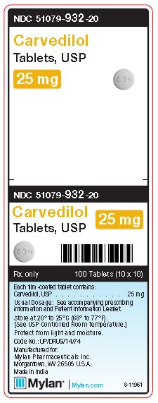 Carvedilol 25 mg Tablet Unit Carton Label