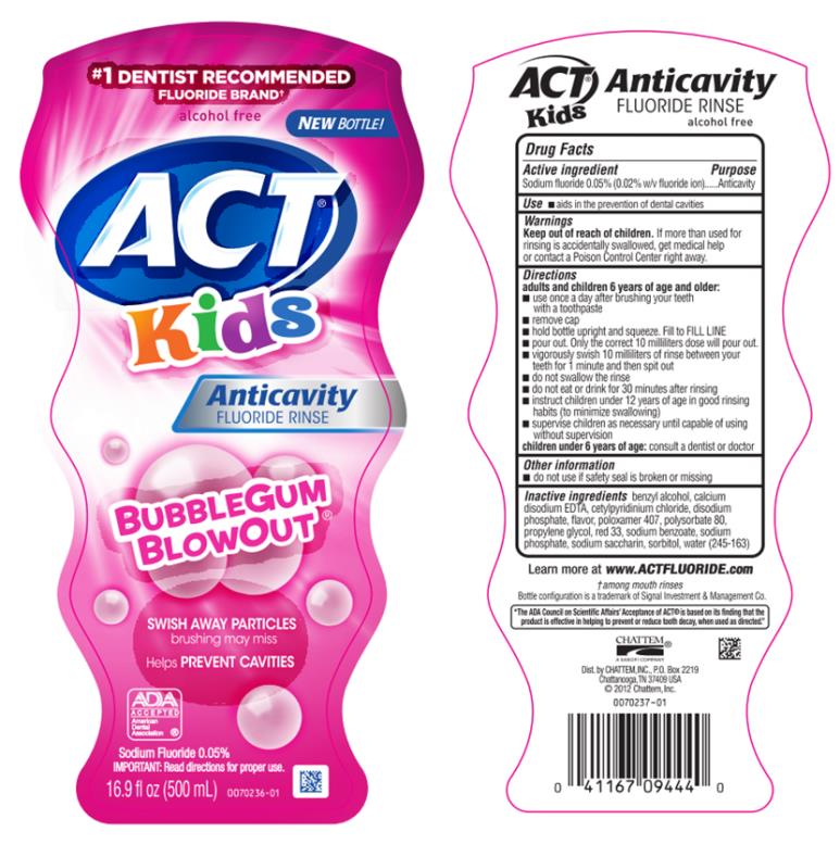 #1 DENTIST RECOMMENDED
FLUORIDE BRAND
alcohol free
NEW BOTTLE!
ACT Kids
Anticavity Fluoride Rinse
BubbleGum Blowout
16.9 fl oz (500 mL)
