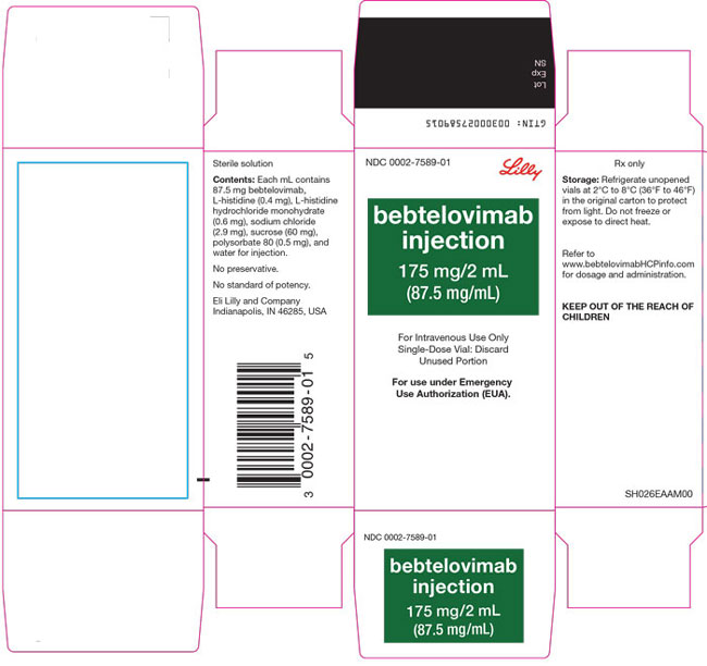 Betelovimab Injection 175 mg/2 mL (87.5 mg/mL) Vial Carton
