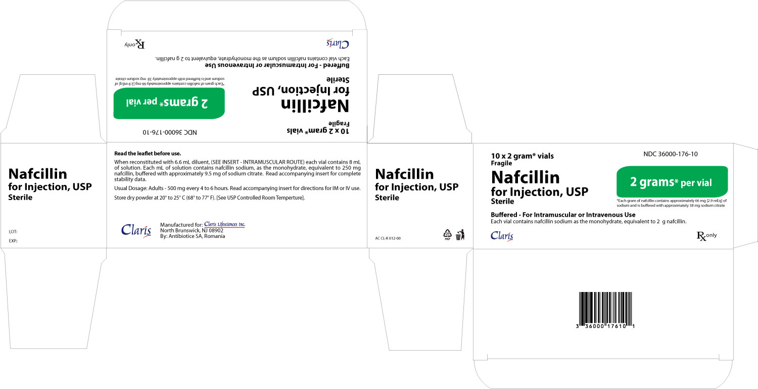 Nafcillin 2 g  Carton of 10 vials