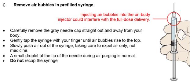 Remove air bubbles in prefillled syringe