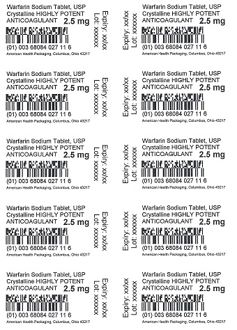2.5 mg Warfarin Sodium Tablet Blister