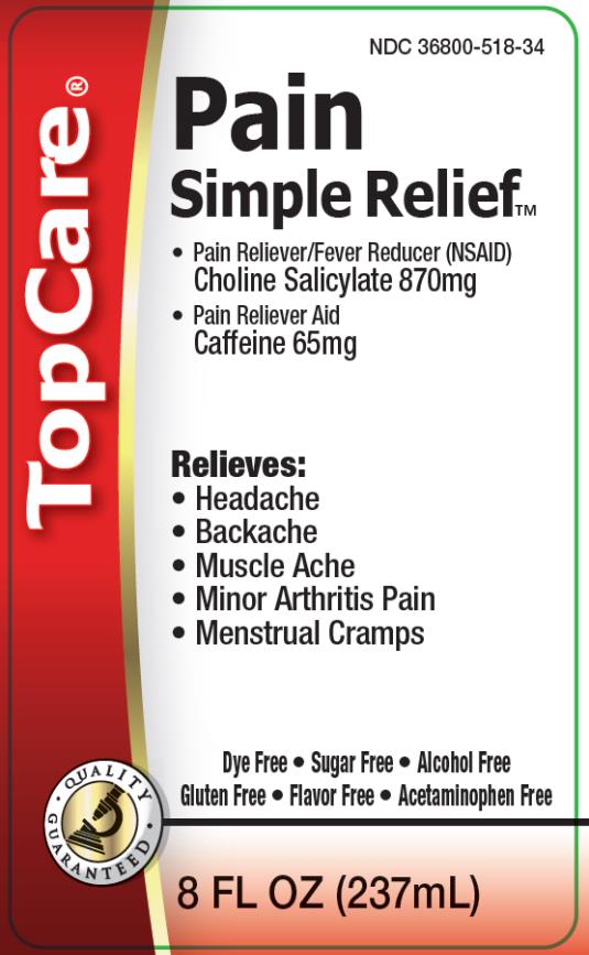 PRINCIPAL DISPLAY PANEL
NDC: <a href=/NDC/36800-518-34>36800-518-34</a>
Pain
Simple Relief
8 OZ FL (237mL)
