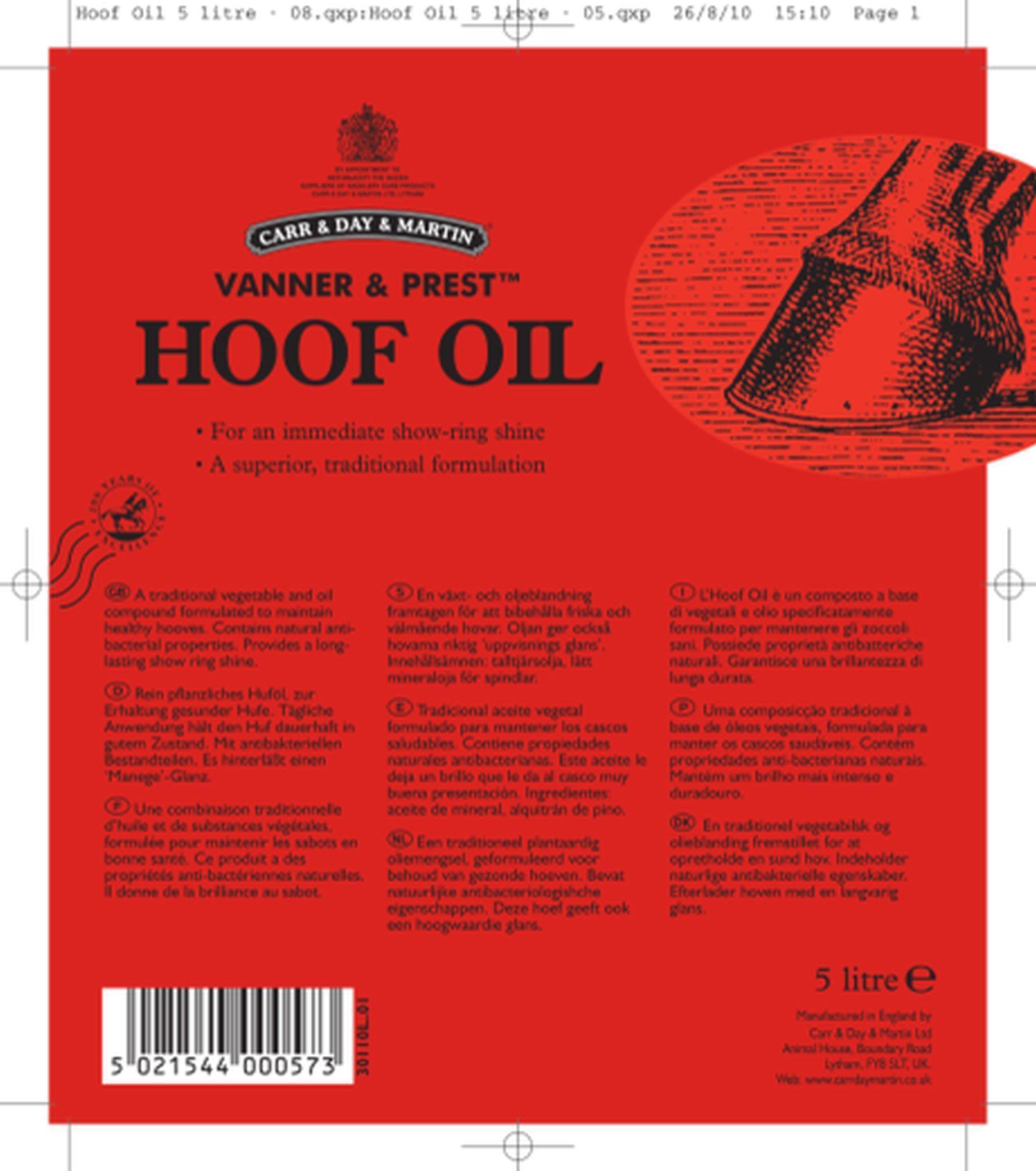 VP Hoof Oil Label