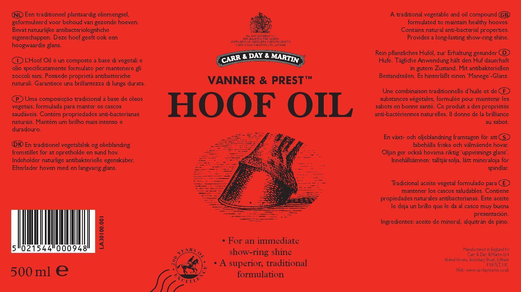 VP Hoof Oil Label