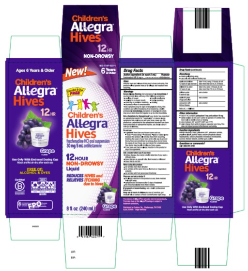 NDC: <a href=/NDC/41167-4227-1>41167-4227-1</a>
Childrens Allegra Hives
Grape Flavor
30 mg/5 mL antihistamine
Grape
12 HR
240 mL

