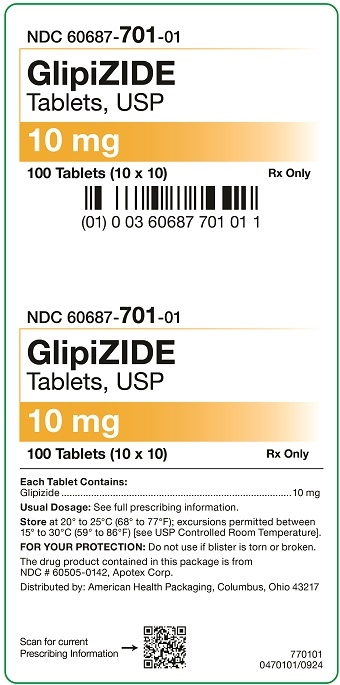 10mg Glipizide Tablets USP Carton