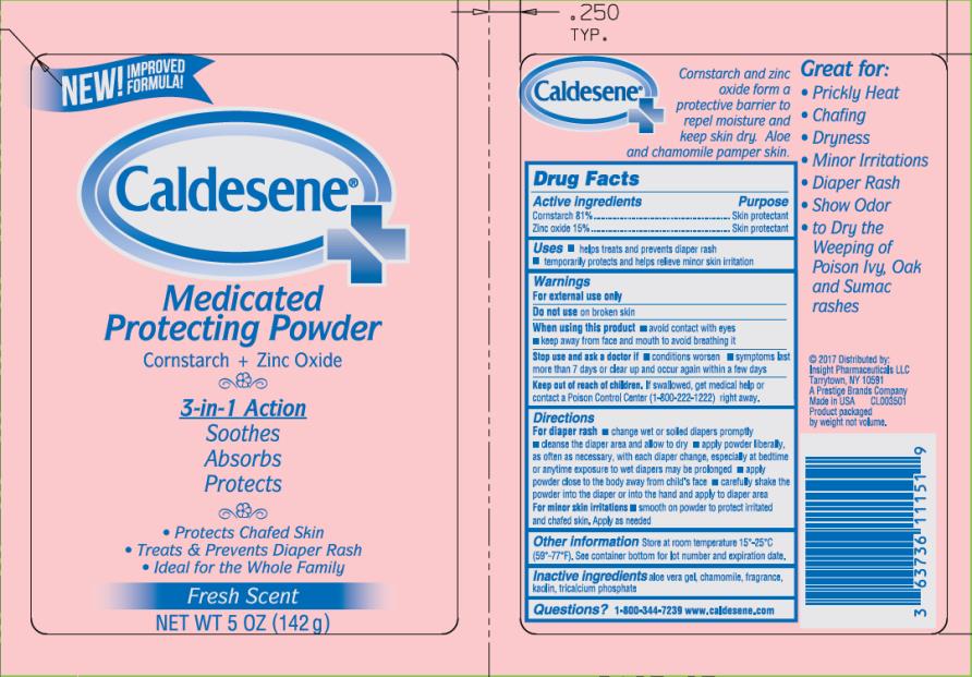 PRINCIPAL DISPLAY PANEL
Caldesene
Medicated
Protecting Powder
Cornstarch + Zinc Oxide
Fresh Scent
NET WT 5 OZ (142 g)
